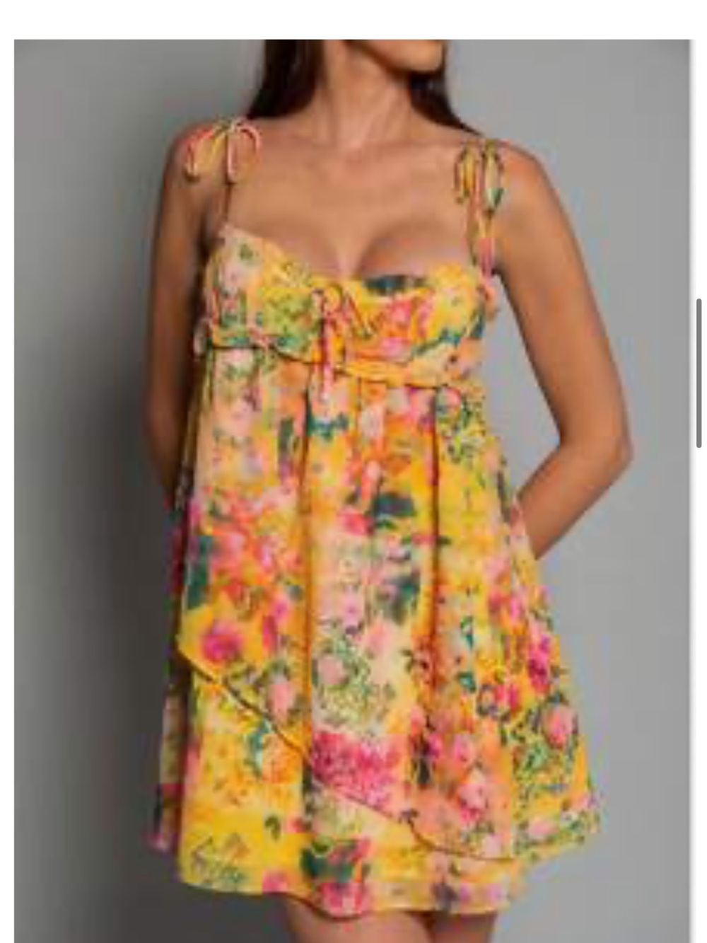 Floral Mini Dress Spaghetti Strap Tie Back Ruffle Sundress Tiered A-Line NWOT